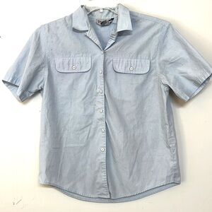 🌞 Diversity Sport petites light blue short sleeve button up collar women M